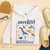 We Are All Different Swim Together Teacher Students Classmates Hoodie thumb 4