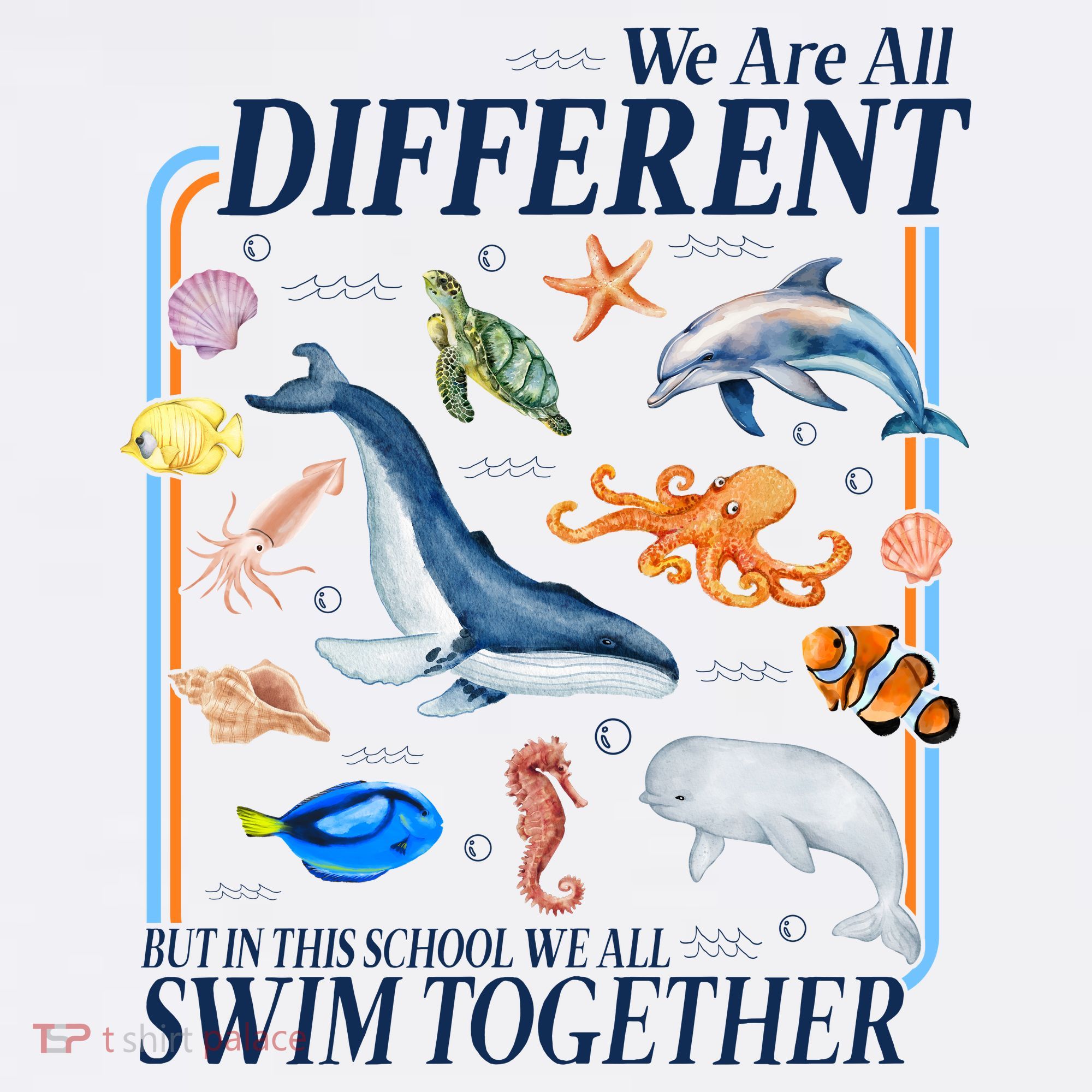 We Are All Different Swim Together Teacher Students Classmates Hoodie