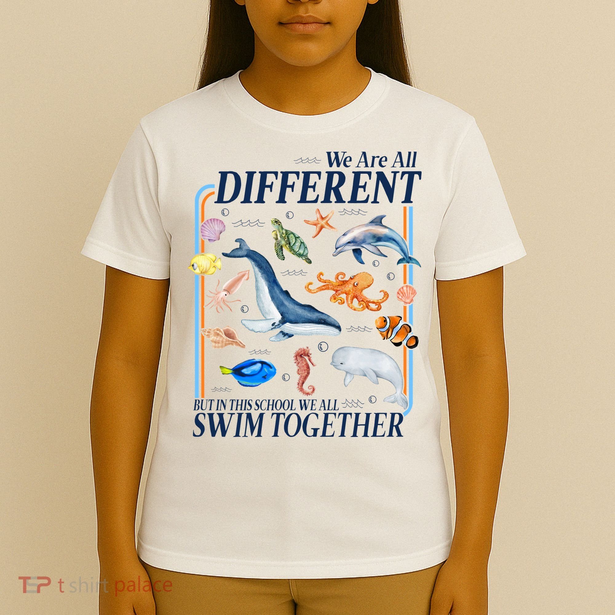 We Are All Different Swim Together Teacher Students Classmates T-Shirt