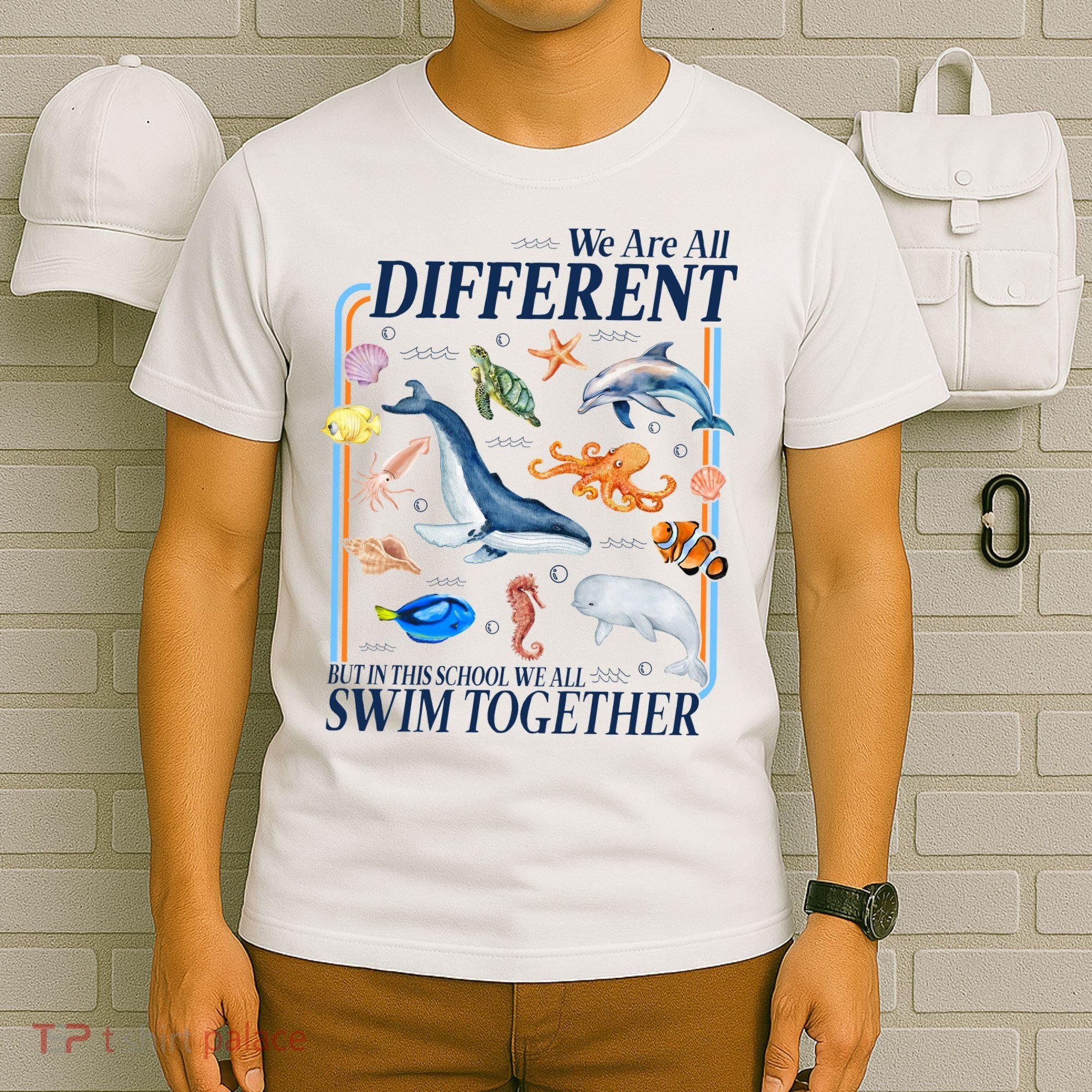 We Are All Different Swim Together Teacher Students Classmates T-Shirt
