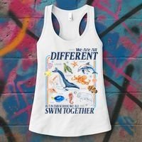 We Are All Different Swim Together Teacher Students Classmates Women's Tank Top thumb 3