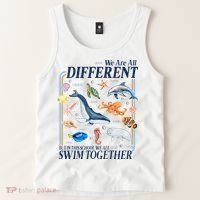 We Are All Different Swim Together Teacher Students Classmates Tank Top thumb 2