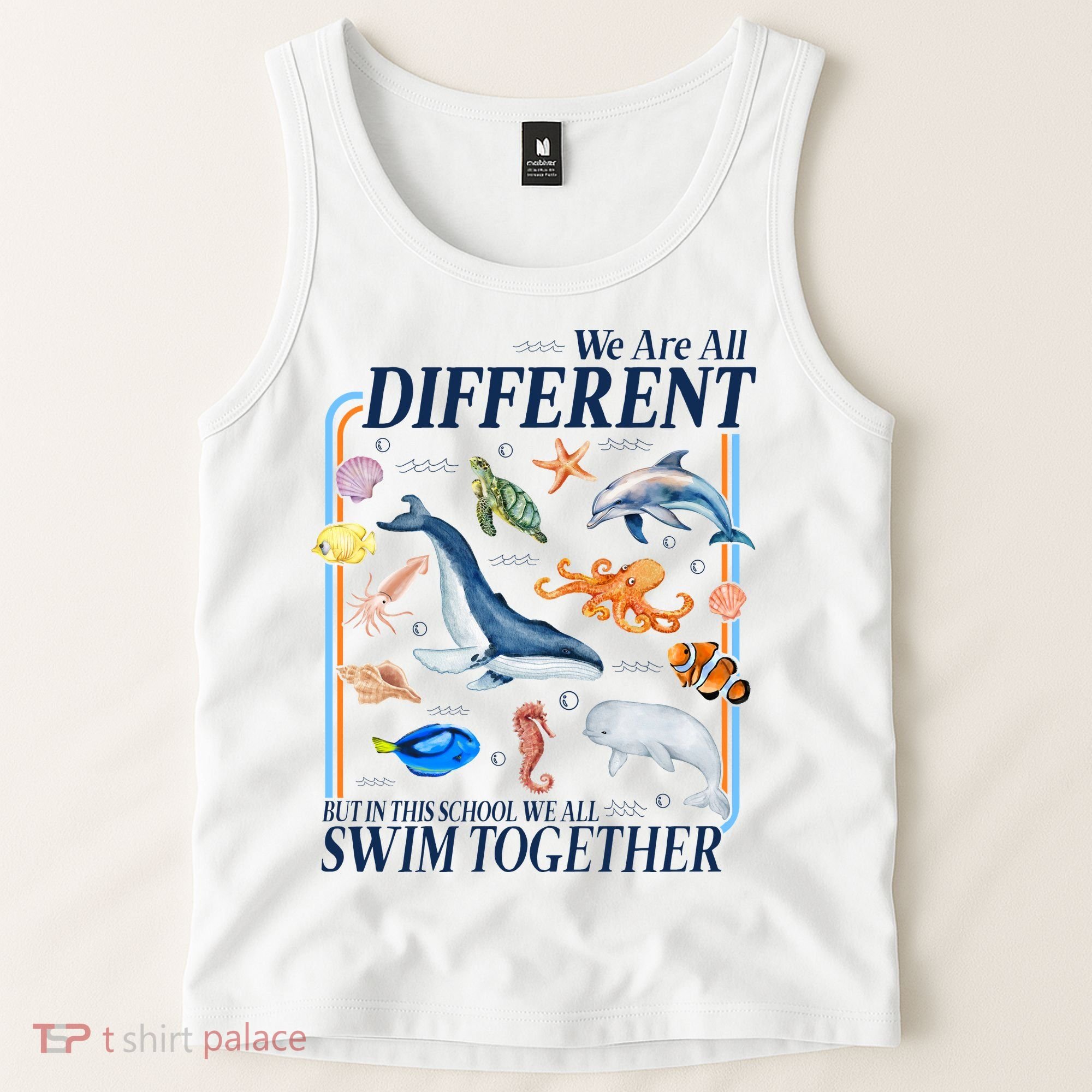 We Are All Different Swim Together Teacher Students Classmates Tank Top