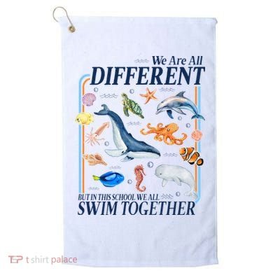 We Are All Different Swim Together Teacher Students Classmates Golf Towel