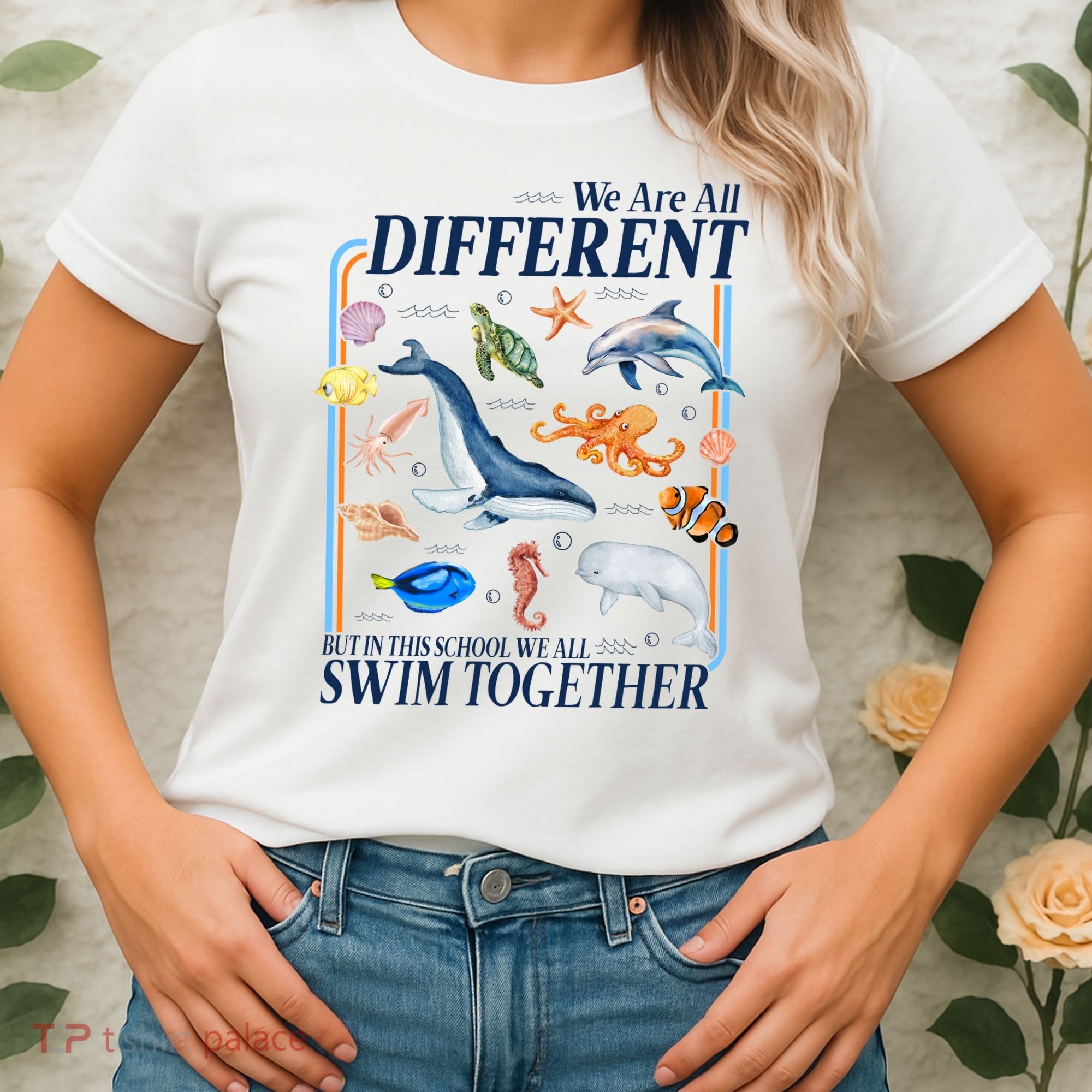 We Are All Different Swim Together Teacher Students Classmates Women's T-Shirt