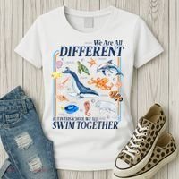 We Are All Different Swim Together Teacher Students Classmates Women's T-Shirt thumb 3