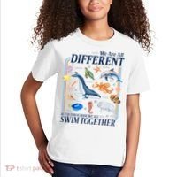 We Are All Different Swim Together Teacher Students Classmates Kids T-Shirt thumb 2