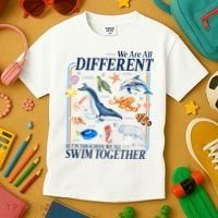 We Are All Different Swim Together Teacher Students Classmates Kids T-Shirt thumb 3