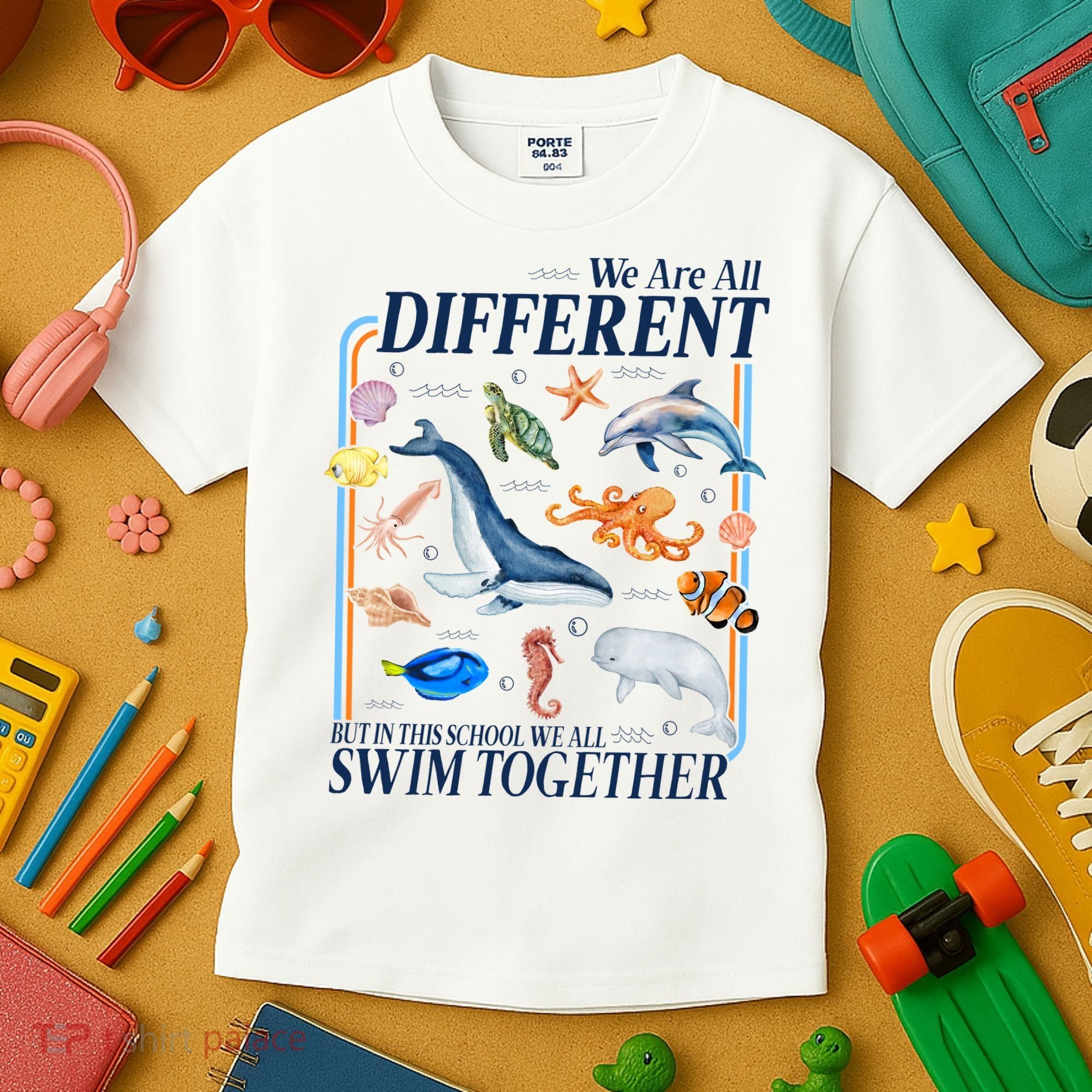 We Are All Different Swim Together Teacher Students Classmates Kids T-Shirt