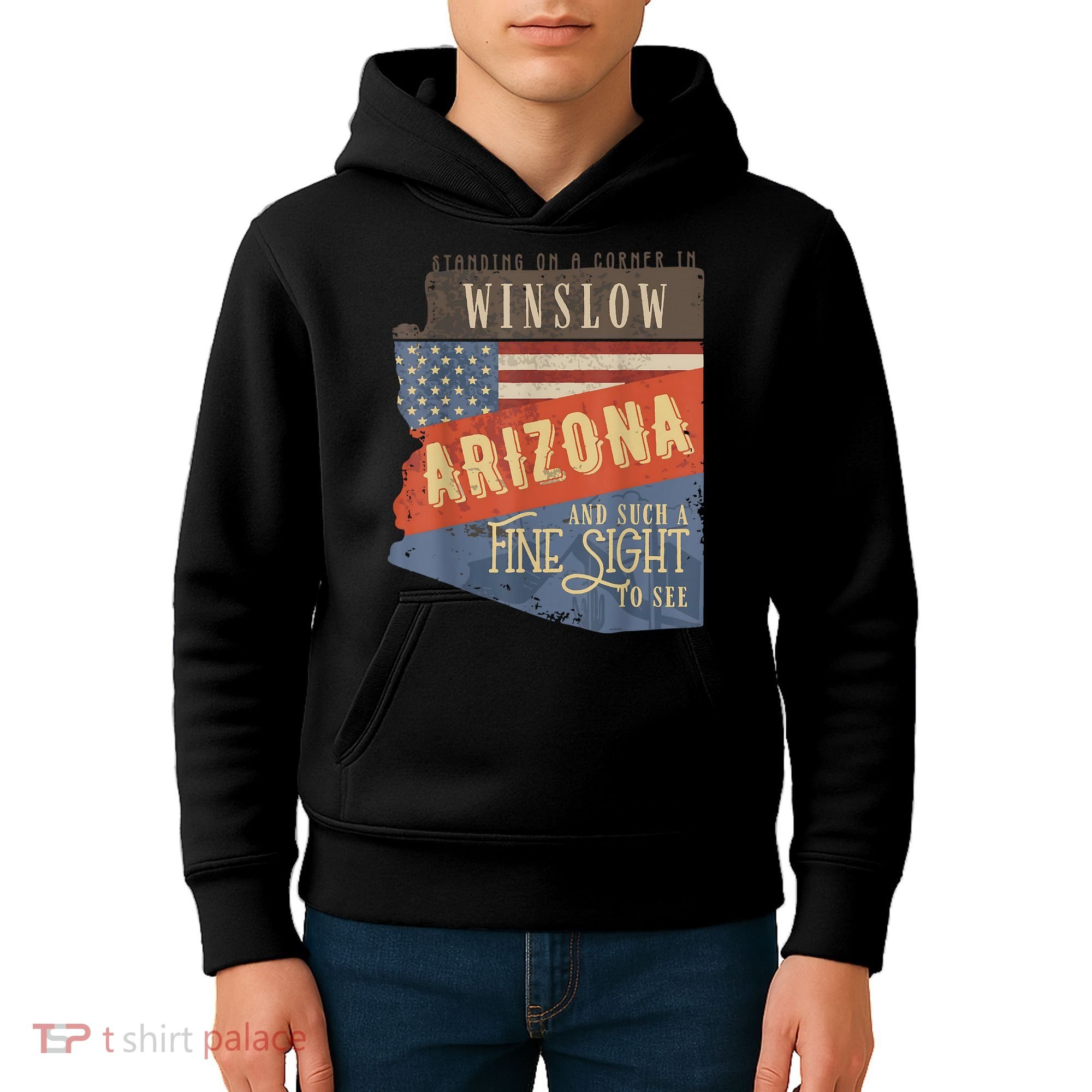 Winslow Arizona AZ US 66 Take It Easy Est. 1926 Mother Road Kids Hoodie