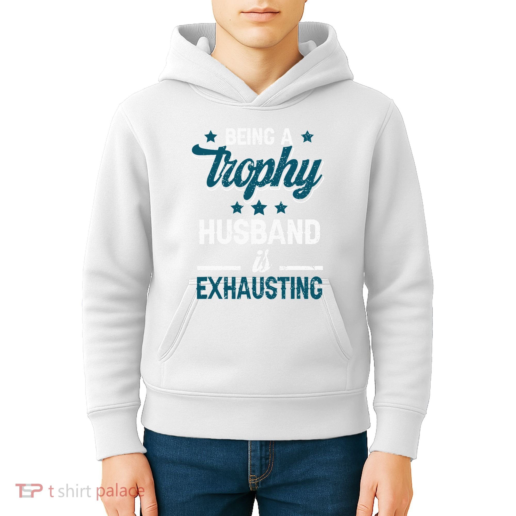 Wedding Anniversary Being A Trophyhusband Is Exhausting Kids Hoodie
