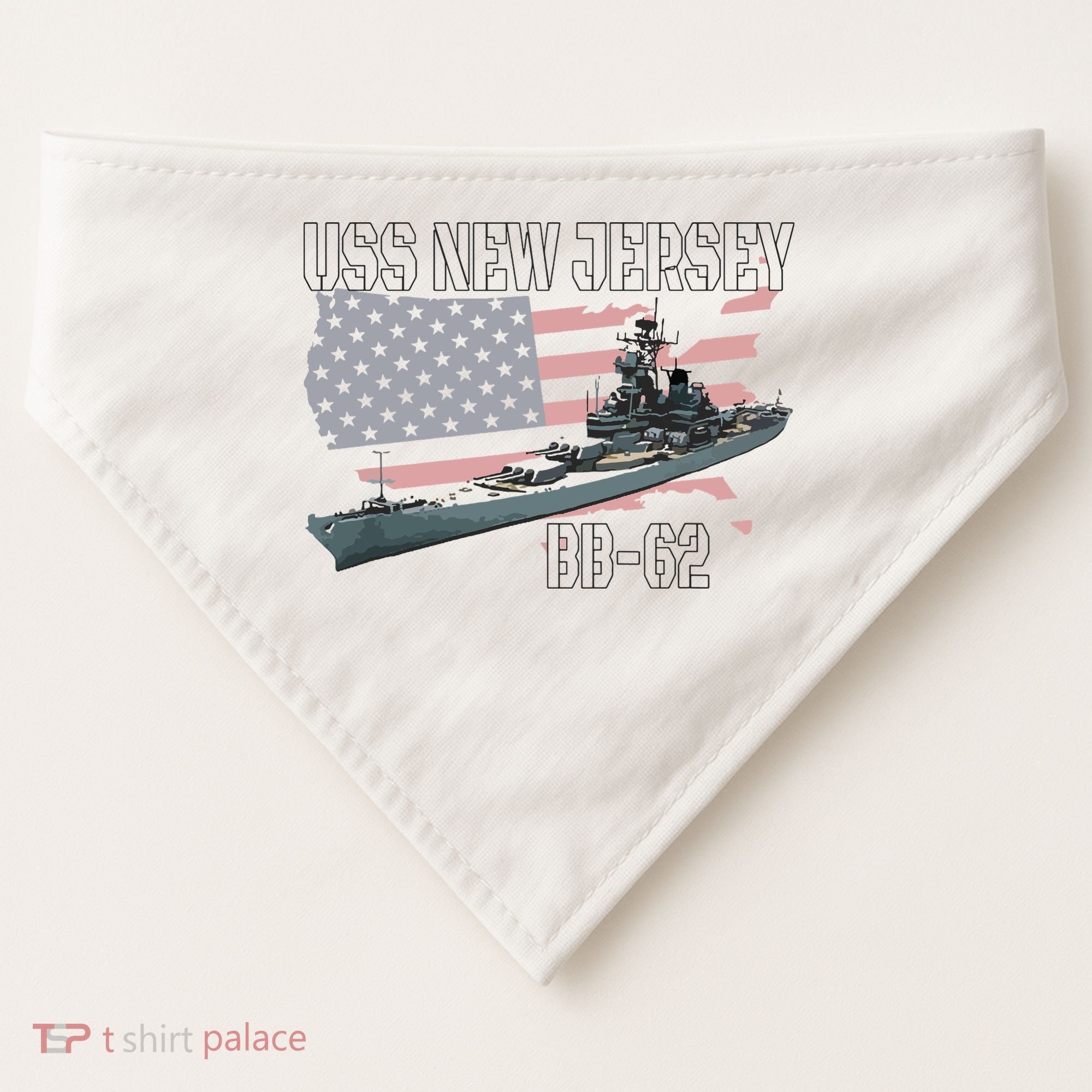 Ww2 American Battleship Uss New Jersey Bb62 Warship Veteran USA-Made Doggie Bandana