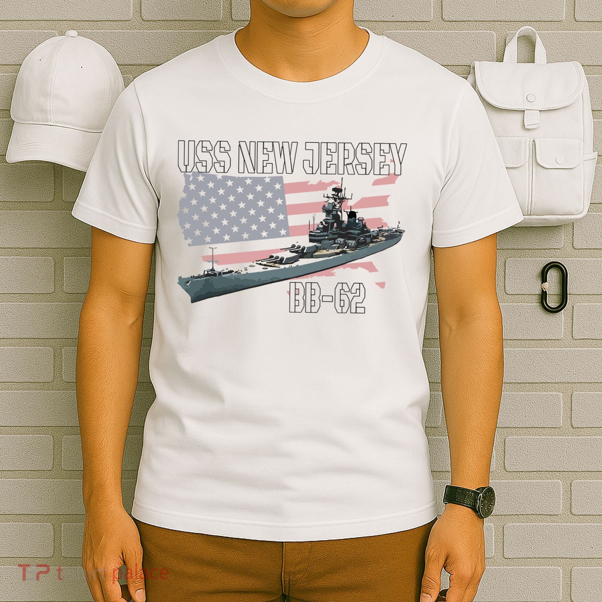 Ww2 American Battleship Uss New Jersey Bb62 Warship Veteran T-Shirt
