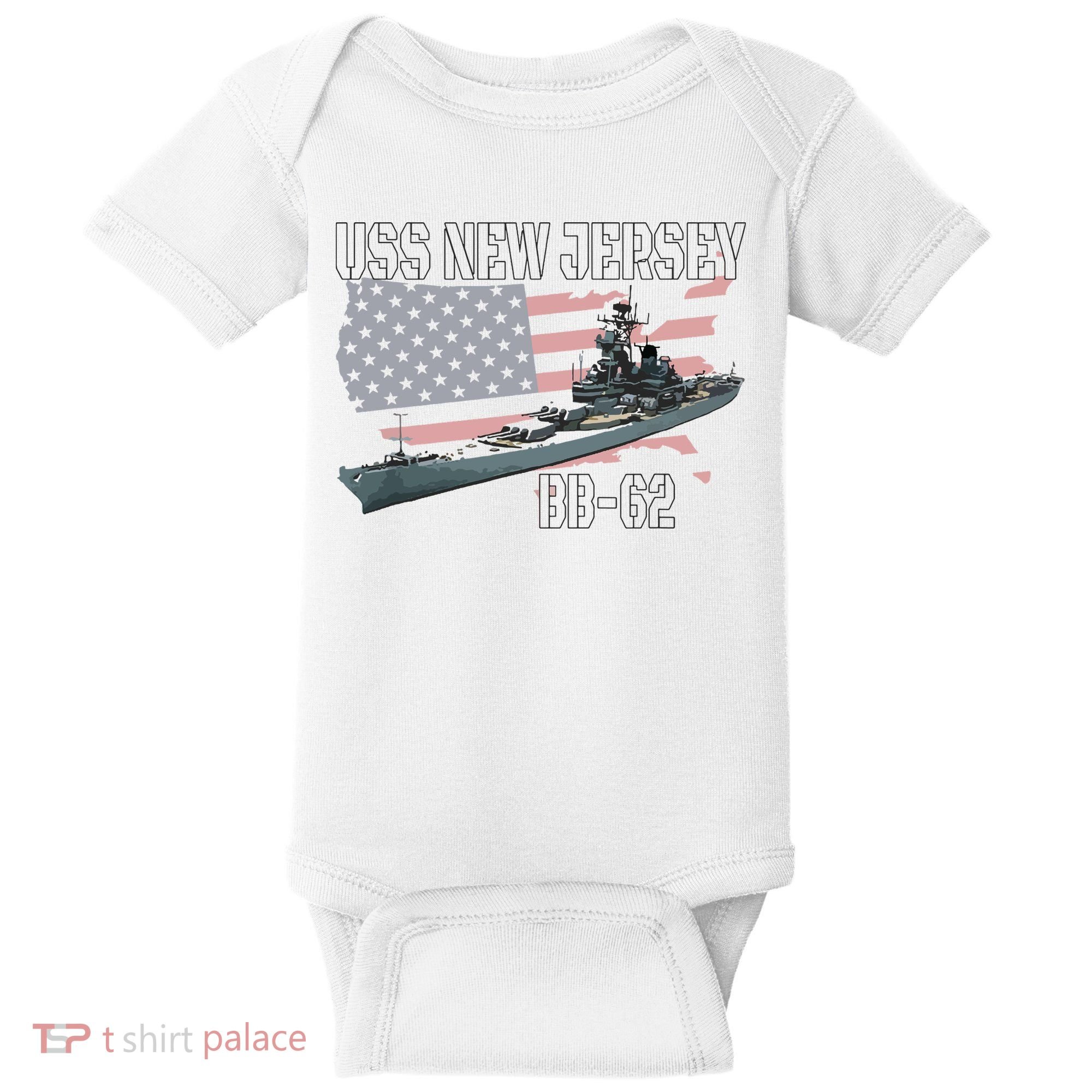 Ww2 American Battleship Uss New Jersey Bb62 Warship Veteran Baby Bodysuit