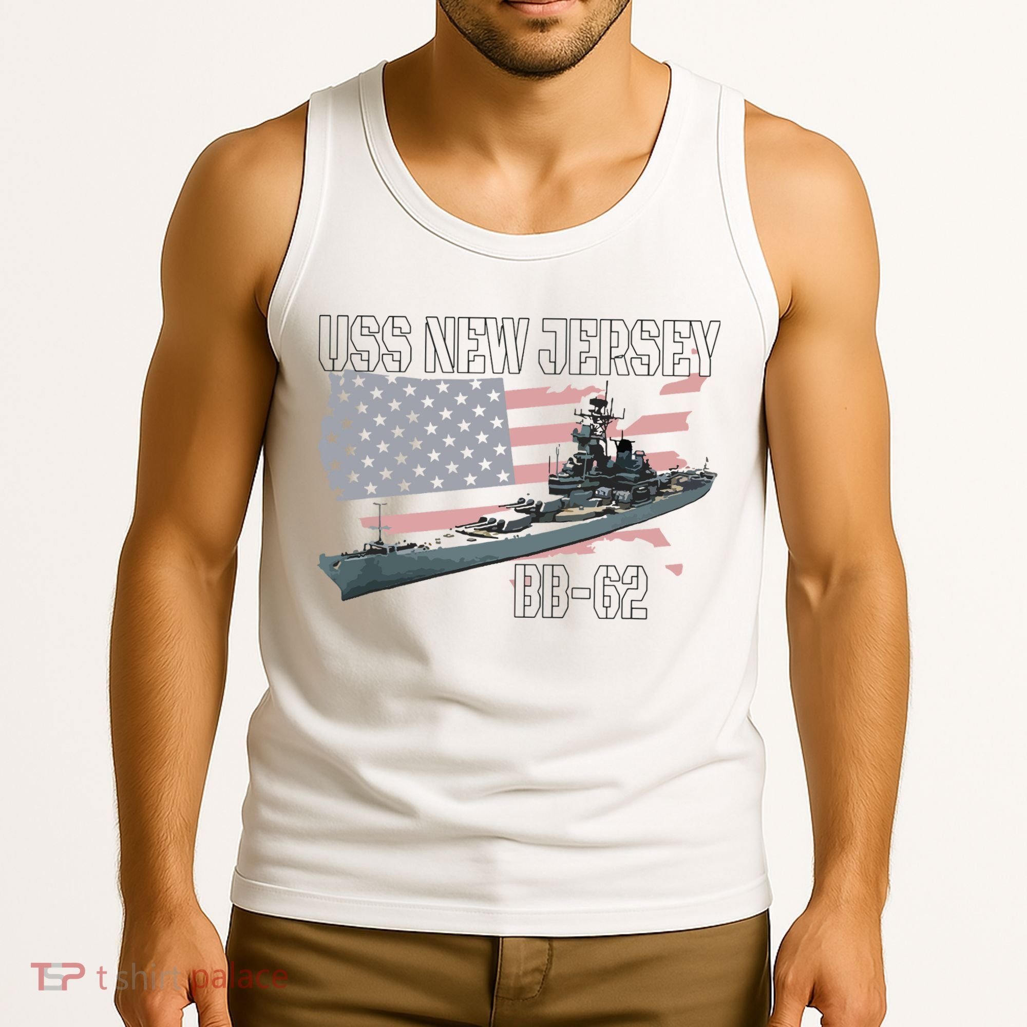 Ww2 American Battleship Uss New Jersey Bb62 Warship Veteran Tank Top