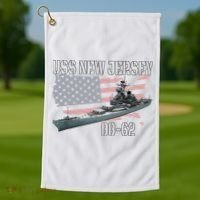 Ww2 American Battleship Uss New Jersey Bb62 Warship Veteran Golf Towel thumb 1