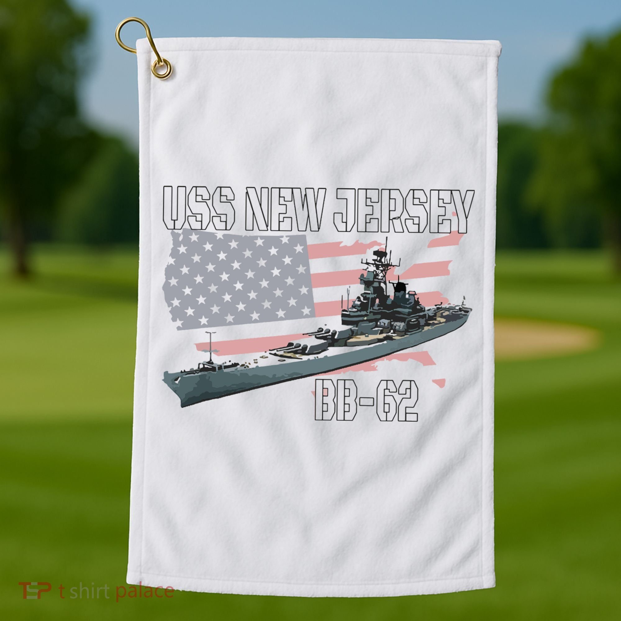 Ww2 American Battleship Uss New Jersey Bb62 Warship Veteran Golf Towel