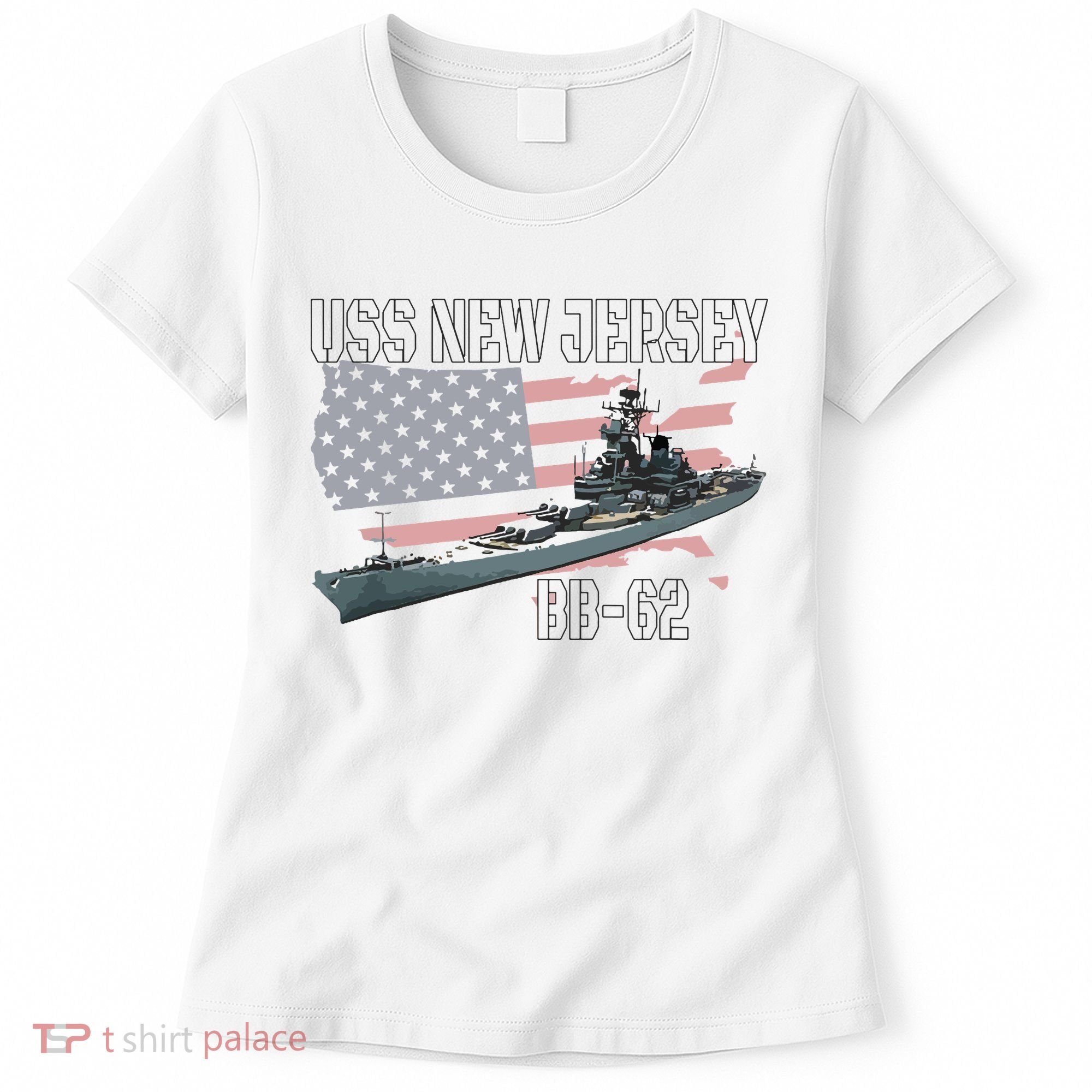 Ww2 American Battleship Uss New Jersey Bb62 Warship Veteran Women's T-Shirt