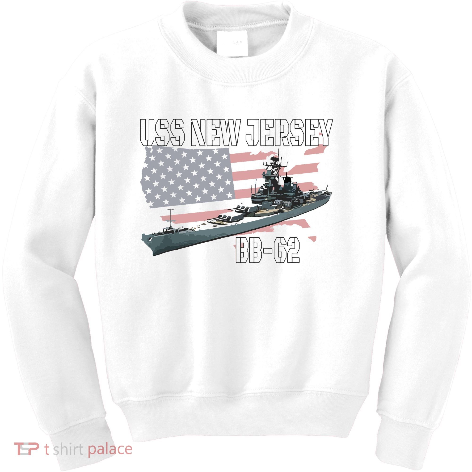 Ww2 American Battleship Uss New Jersey Bb62 Warship Veteran Kids Sweatshirt