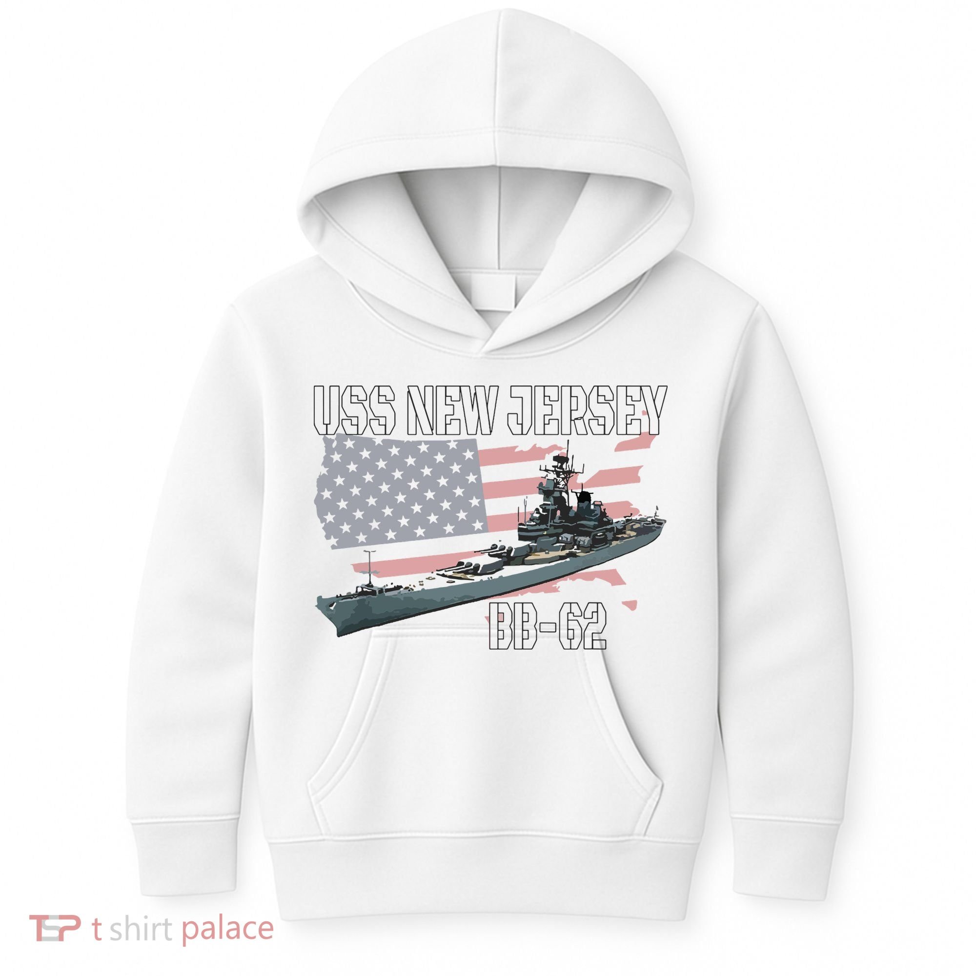 Ww2 American Battleship Uss New Jersey Bb62 Warship Veteran Kids Hoodie