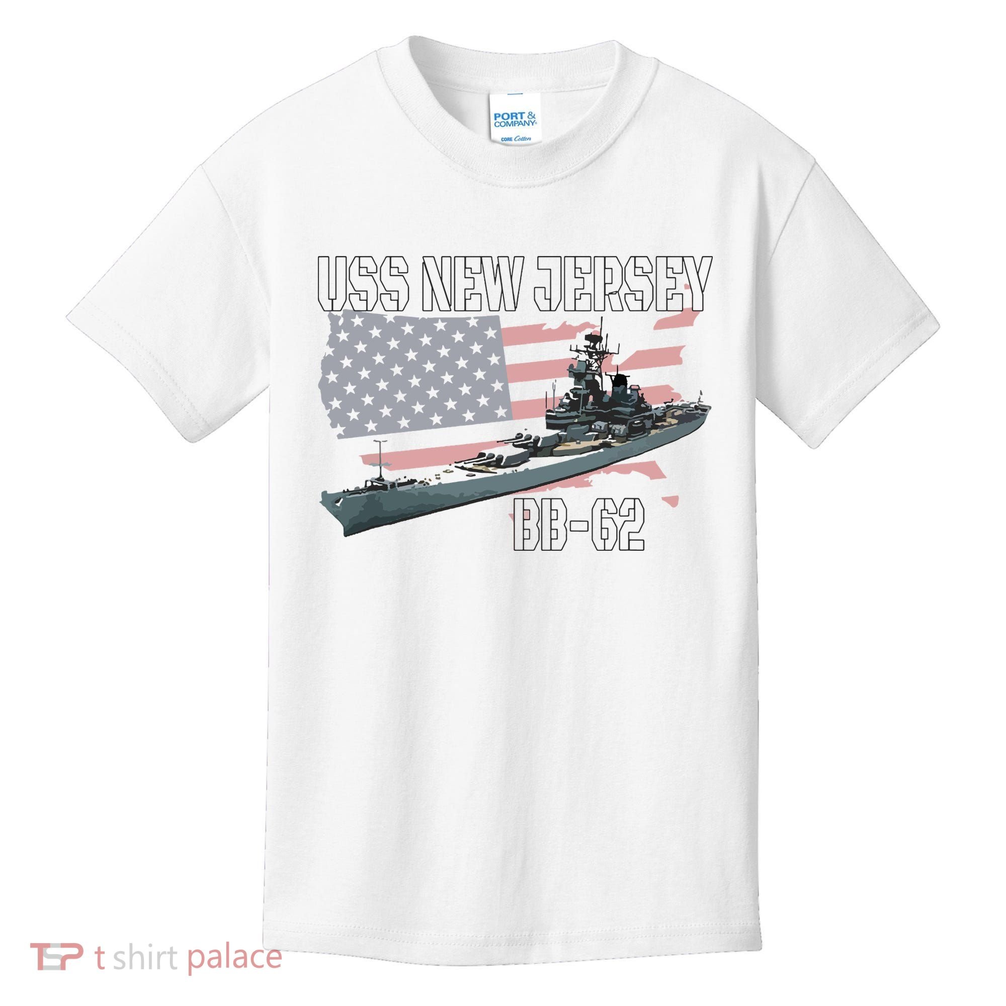 Ww2 American Battleship Uss New Jersey Bb62 Warship Veteran Kids T-Shirt