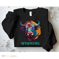 Wyoming American Bison Lover Buffalo For Men Women Souvenir Sweatshirt thumb 2