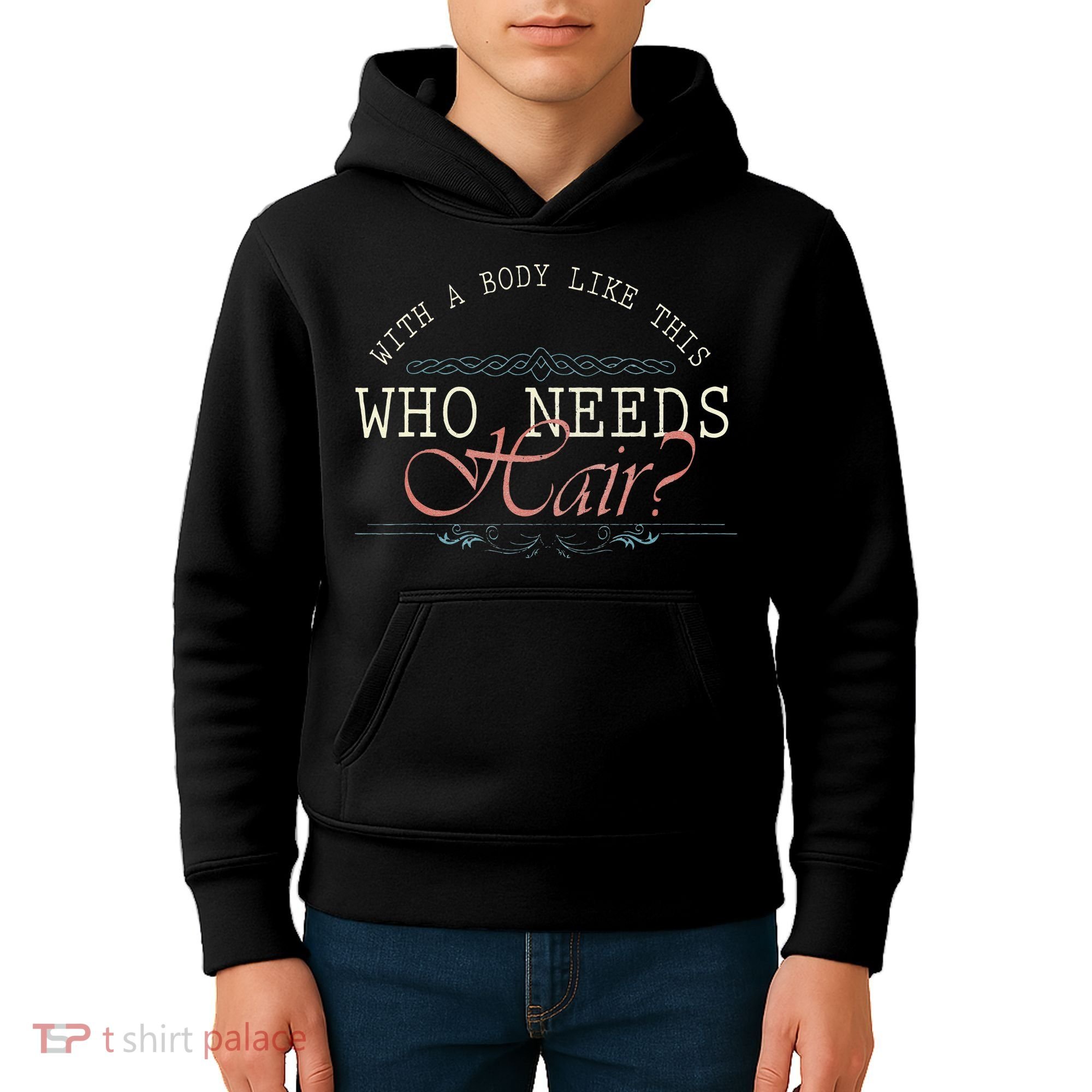 With A Body Like This Who Needs Hair Balding Funny Dad Kids Hoodie