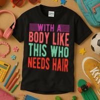 With A Body Like This Who Needs Hair? Kids T-Shirt thumb 3