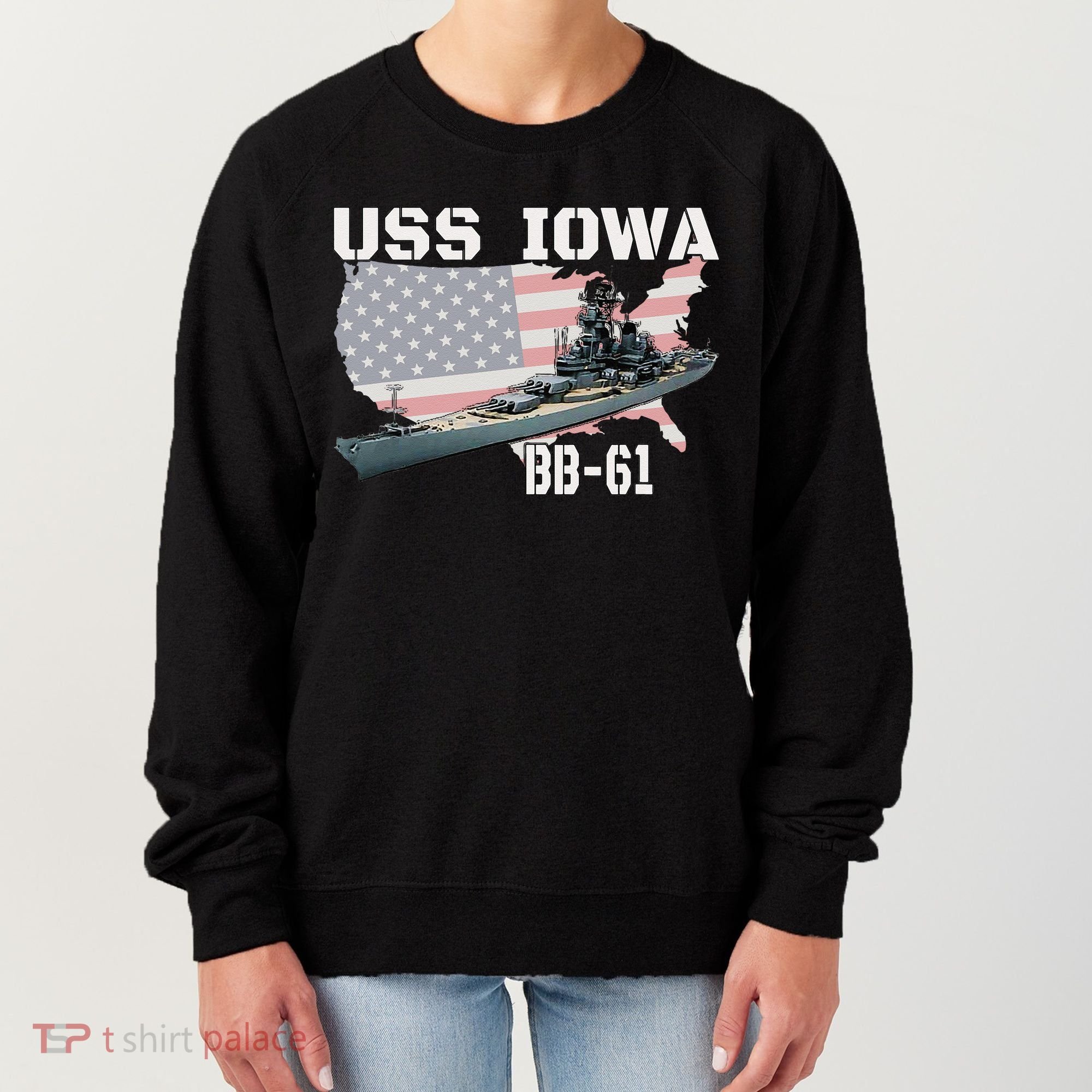 WW2 American Battleship USS Iowa Warship BB61 Veterans  Women's Sweatshirt