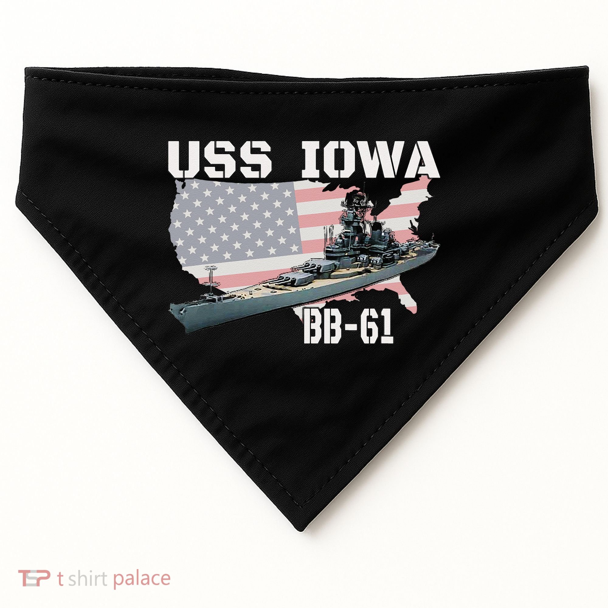 WW2 American Battleship USS Iowa Warship BB61 Veterans  USA-Made Doggie Bandana