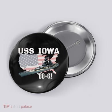 WW2 American Battleship USS Iowa Warship BB61 Veterans  Button