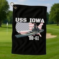 WW2 American Battleship USS Iowa Warship BB61 Veterans  Golf Towel thumb 1
