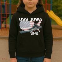 WW2 American Battleship USS Iowa Warship BB61 Veterans  Kids Hoodie thumb 3