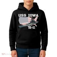 WW2 American Battleship USS Iowa Warship BB61 Veterans  Kids Hoodie thumb 4