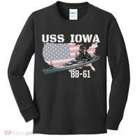 WW2 American Battleship USS Iowa Warship BB61 Veterans  Kids Long Sleeve Shirt thumb 0