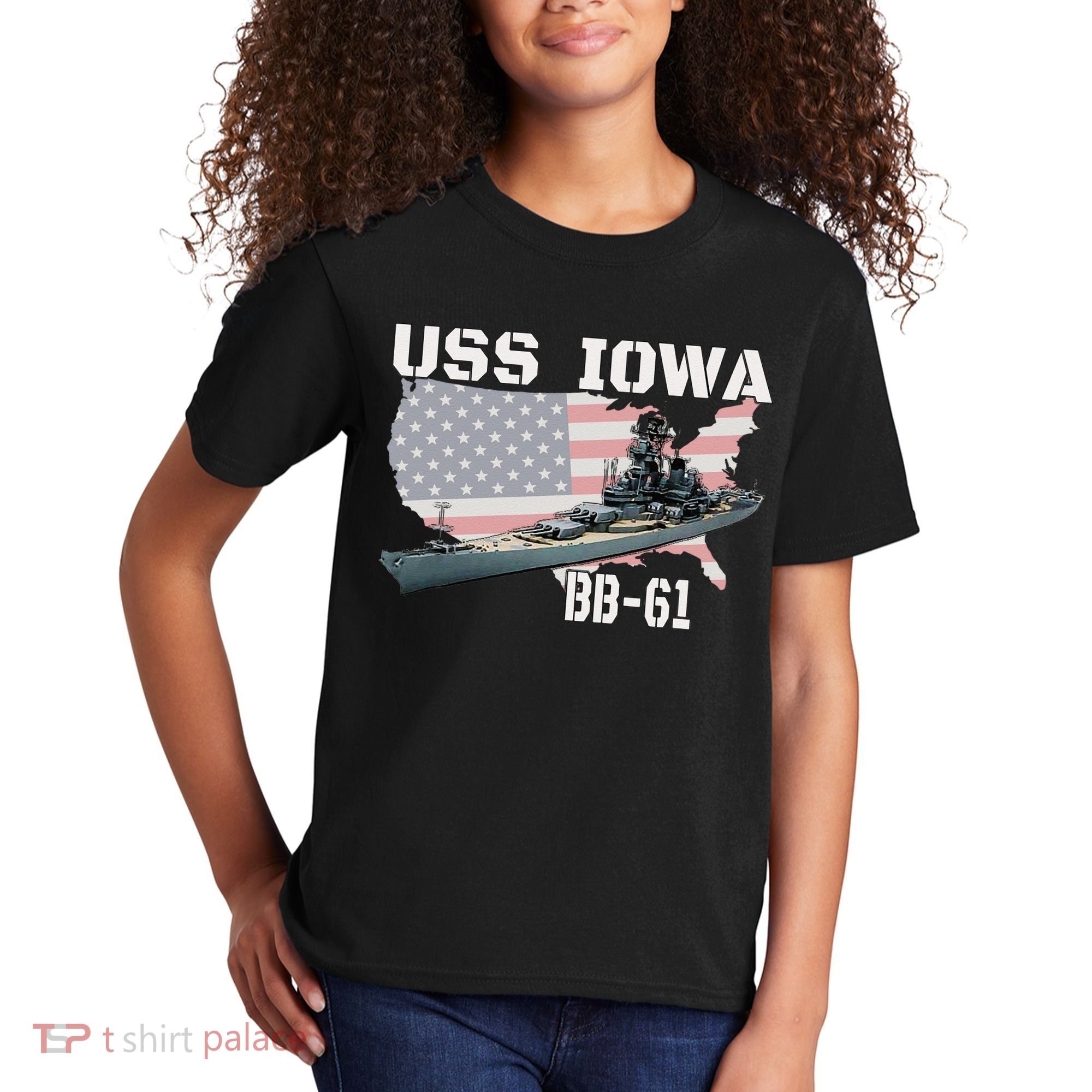 WW2 American Battleship USS Iowa Warship BB61 Veterans  Kids T-Shirt