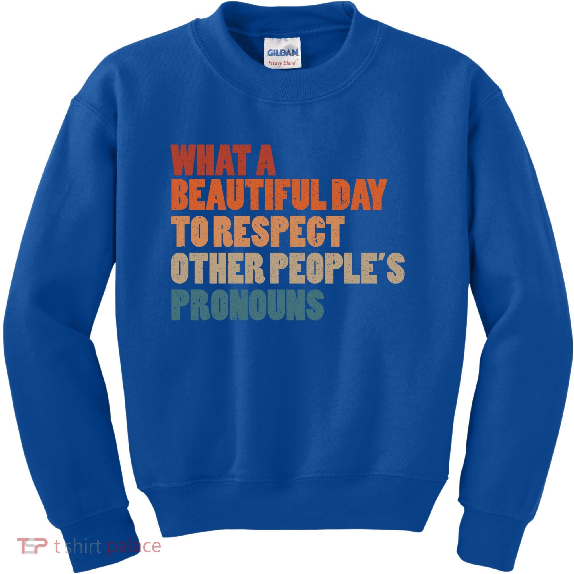 What A Beautiful Day To Respect Other Peoples Pronouns Cool Gift Kids Sweatshirt