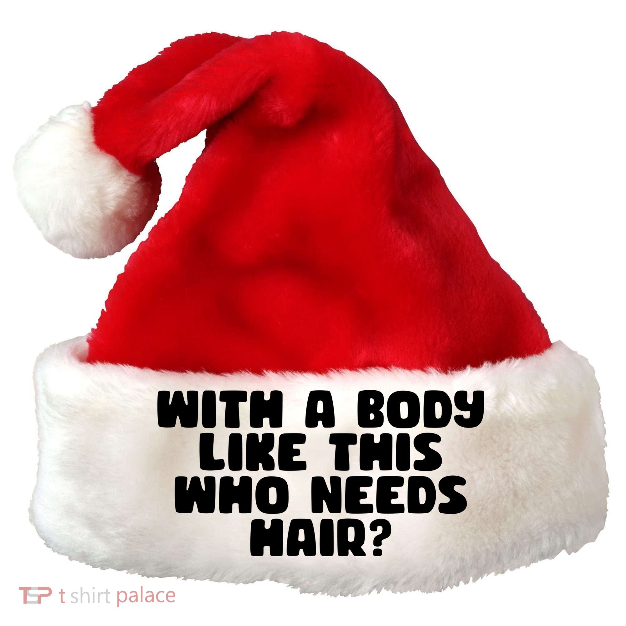 With A Body Like This Who Needs Hair Funny Santa Hat