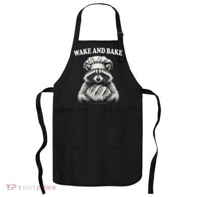 Wake And Bake Sourdough Funny Raccoon Baker Meme Apron