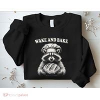 Wake And Bake Sourdough Funny Raccoon Baker Meme Sweatshirt thumb 2