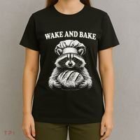 Wake And Bake Sourdough Funny Raccoon Baker Meme T-Shirt thumb 4