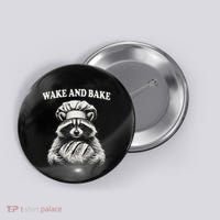 Wake And Bake Sourdough Funny Raccoon Baker Meme Button thumb 0