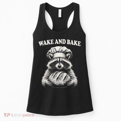 Wake And Bake Sourdough Funny Raccoon Baker Meme Women's Tank Top