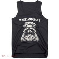 Wake And Bake Sourdough Funny Raccoon Baker Meme Tank Top thumb 0