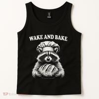 Wake And Bake Sourdough Funny Raccoon Baker Meme Tank Top thumb 2