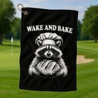 Wake And Bake Sourdough Funny Raccoon Baker Meme Golf Towel thumb 1