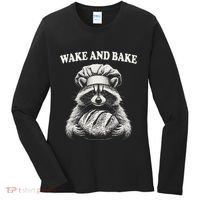 Wake And Bake Sourdough Funny Raccoon Baker Meme Women's Long Sleeve Shirt thumb 0