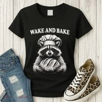 Wake And Bake Sourdough Funny Raccoon Baker Meme Women's T-Shirt thumb 3