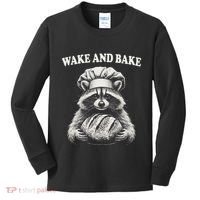 Wake And Bake Sourdough Funny Raccoon Baker Meme Kids Long Sleeve Shirt thumb 0