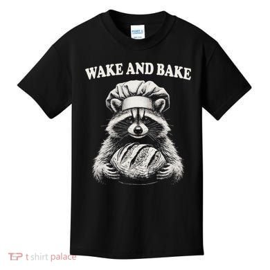 Wake And Bake Sourdough Funny Raccoon Baker Meme Kids T-Shirt